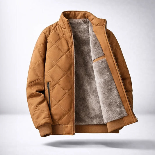 Caden Men's Bomber Jacket | Diamond Quilted, Fleece-Lined Winter Coat 0