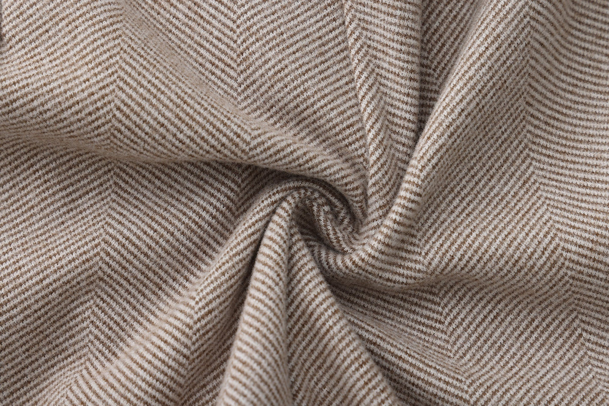 Caden Men's Tapered Trousers | Brushed Herringbone Fabric, Buttoned Turn-Up Hem 4