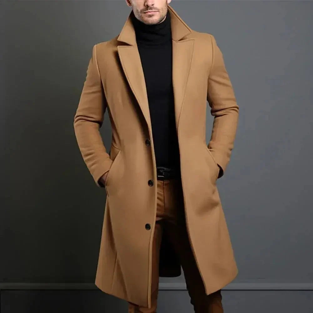 Caden Men's Wool Coat | Tailored Fit, Notch Lapels, Overcoat 0
