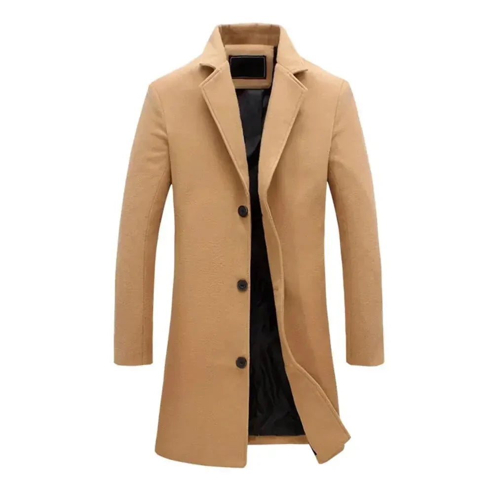 Caden Men's Wool Coat | Tailored Fit, Notch Lapels, Overcoat 1