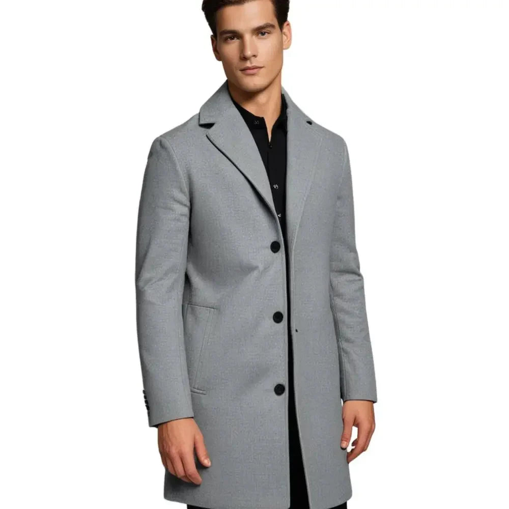 Caden Men's Wool Coat | Tailored Fit, Notch Lapels, Overcoat 4