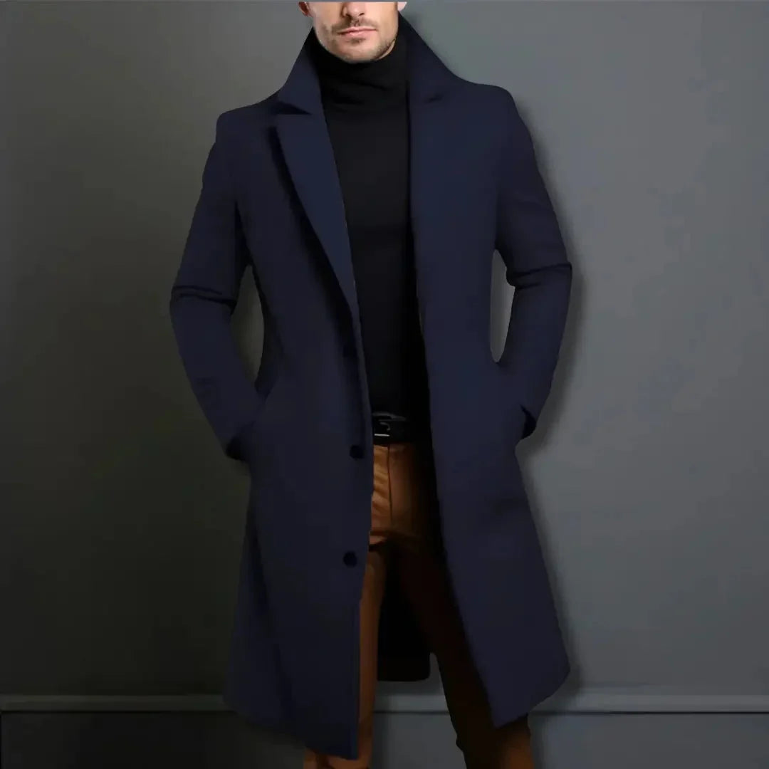 Caden Men's Wool Coat | Tailored Fit, Notch Lapels, Overcoat 6