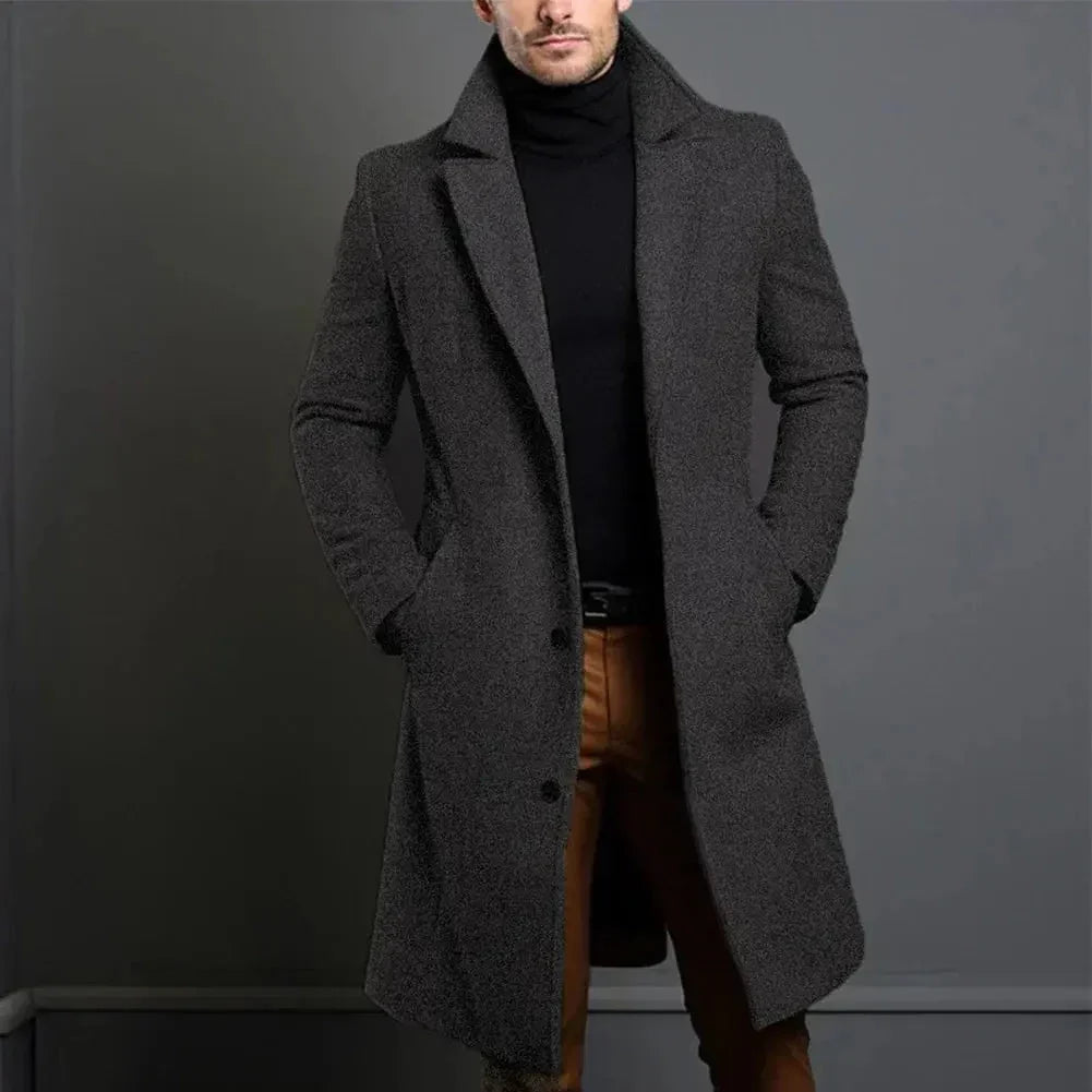 Caden Men's Wool Coat | Tailored Fit, Notch Lapels, Overcoat 7