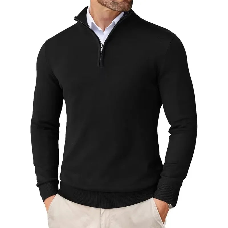 Caitlin Luxe Men's Sweater | Soft Cotton Blend with Half Zip, Casual