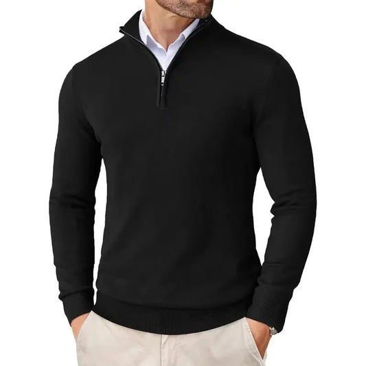 Caitlin Luxe Men's Sweater | Soft Cotton Blend with Half Zip, Casual