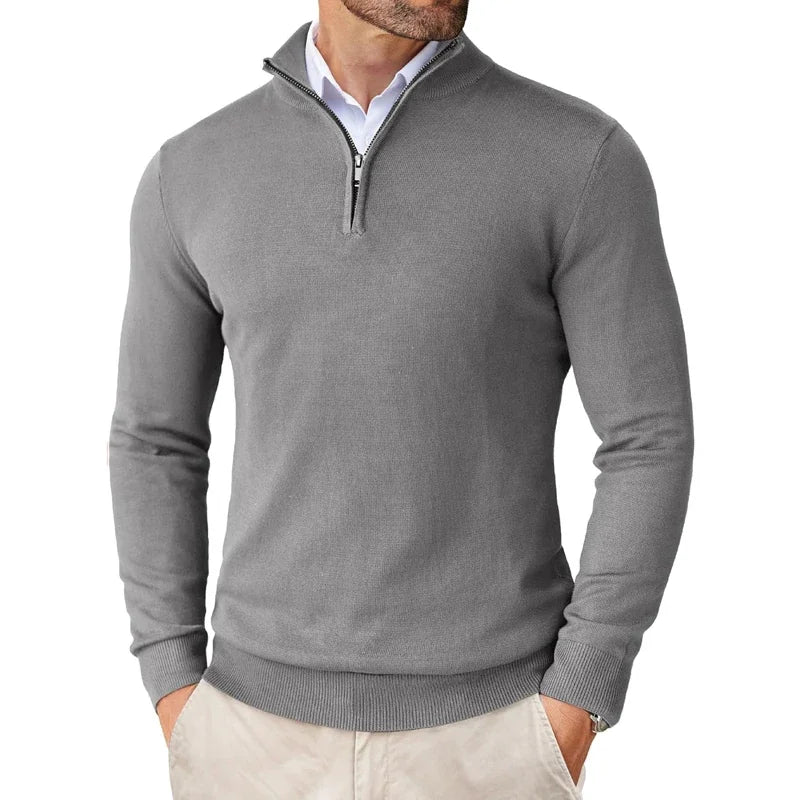 Caitlin Luxe Men's Sweater | Soft Cotton Blend with Half Zip, Casual