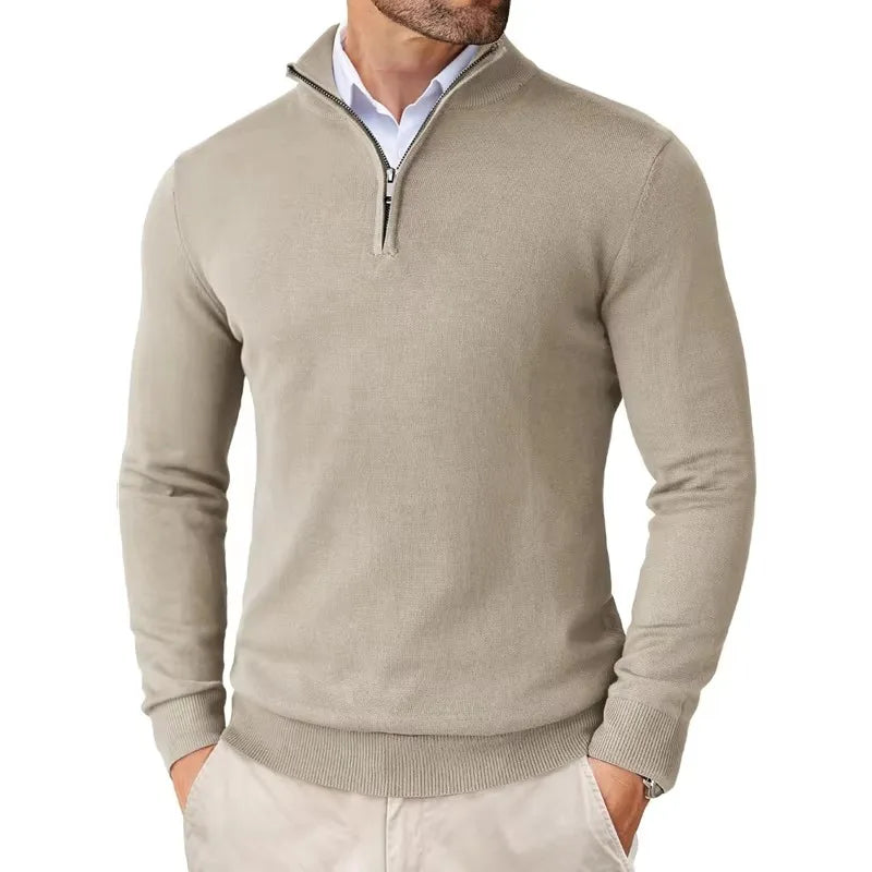 Caitlin Luxe Men's Sweater | Soft Cotton Blend with Half Zip, Casual