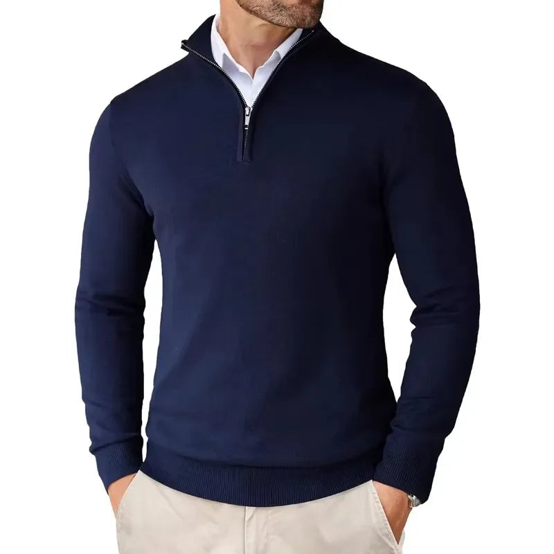 Caitlin Luxe Men's Sweater | Soft Cotton Blend with Half Zip, Casual