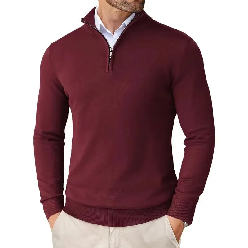 Caitlin Luxe Men's Sweater | Soft Cotton Blend with Half Zip, Casual