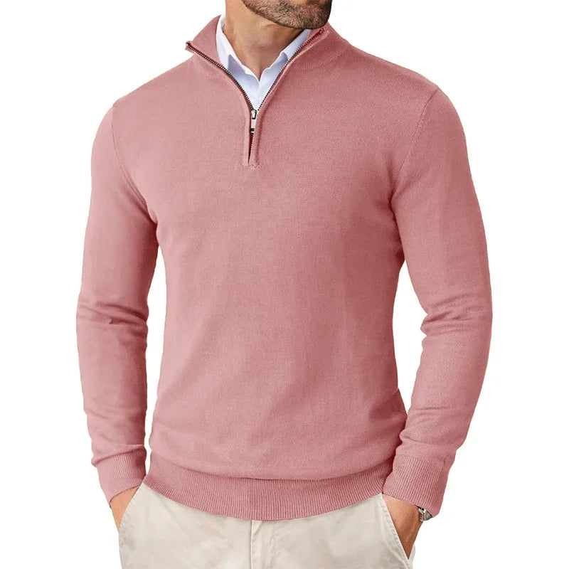 Caitlin Luxe Men's Sweater | Soft Cotton Blend with Half Zip, Casual