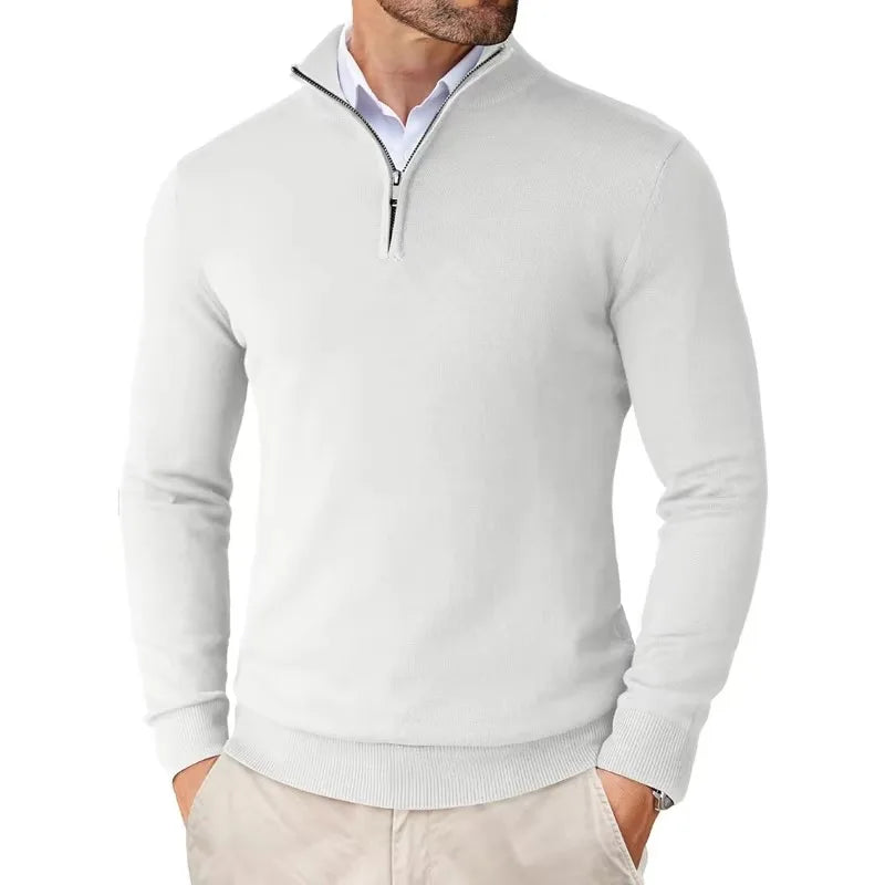 Caitlin Luxe Men's Sweater | Soft Cotton Blend with Half Zip, Casual