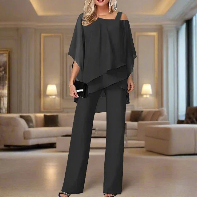 Celeste Women's Co Ord Set | Elegant Blouse with Wide-Leg Trousers 0