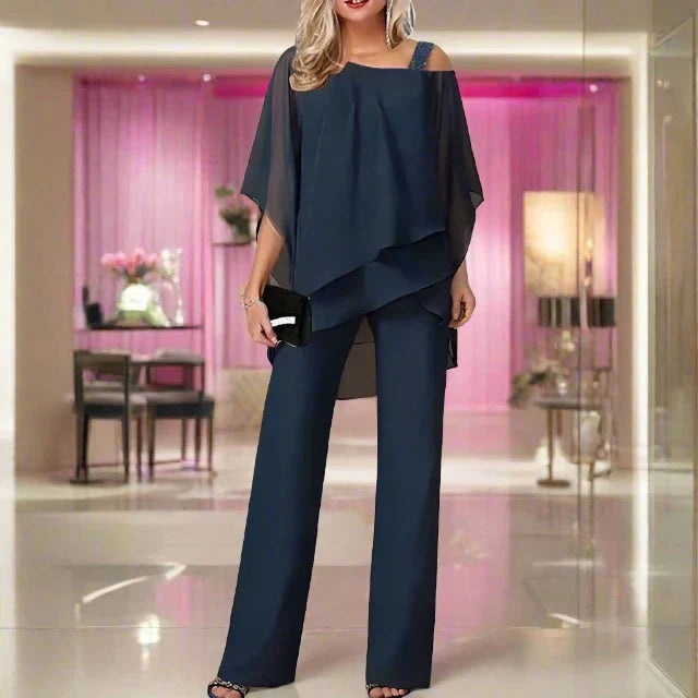 Celeste Women's Co Ord Set | Elegant Blouse with Wide-Leg Trousers 3
