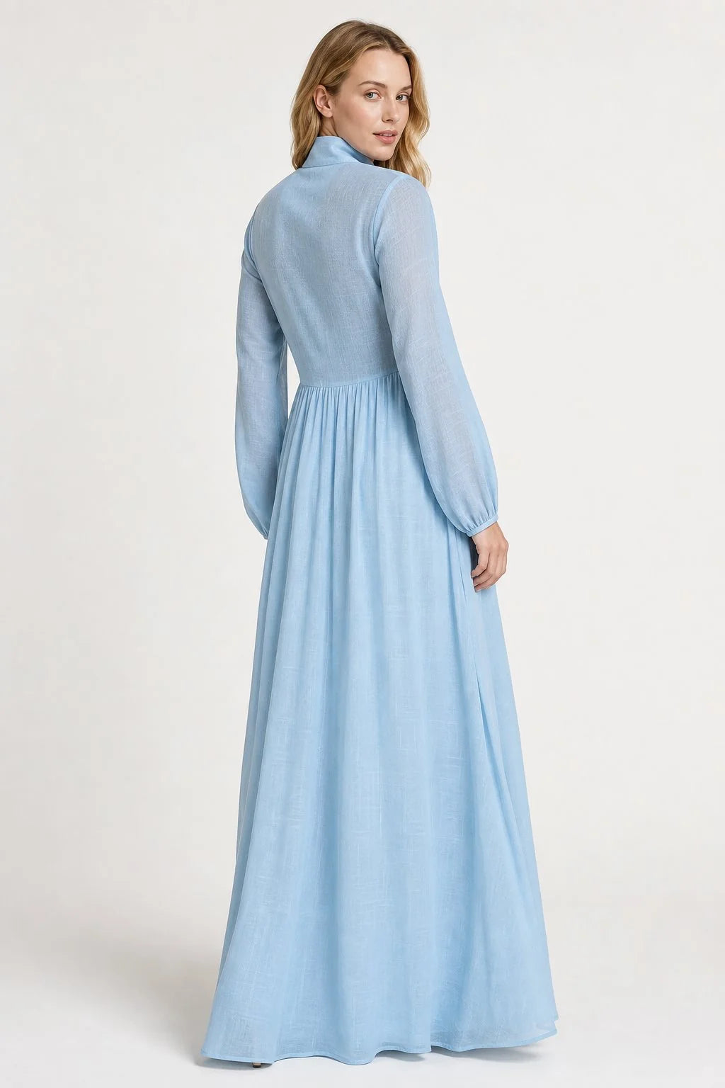 Celia Women's Maxi Dress | Light Textured Fabric, Pleated A-Line 7