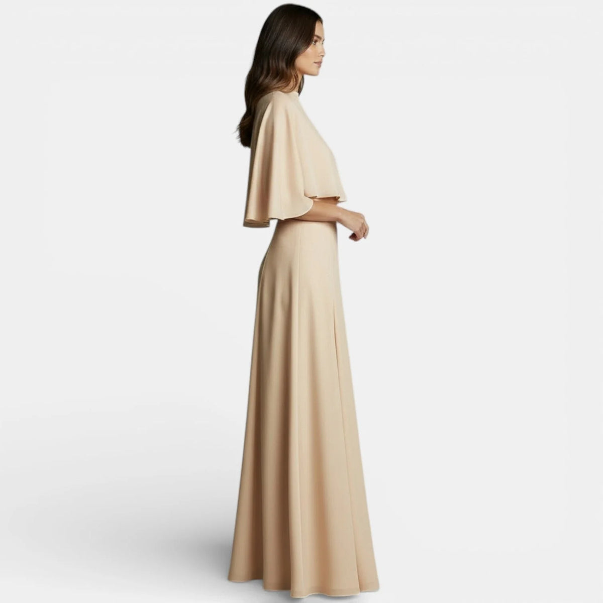 Celia Women's Two-Piece Set | Cropped Cape Top and Maxi Skirt with High Neckline 6