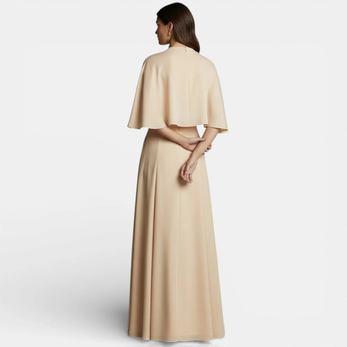 Celia Women's Two-Piece Set | Cropped Cape Top and Maxi Skirt with High Neckline 7