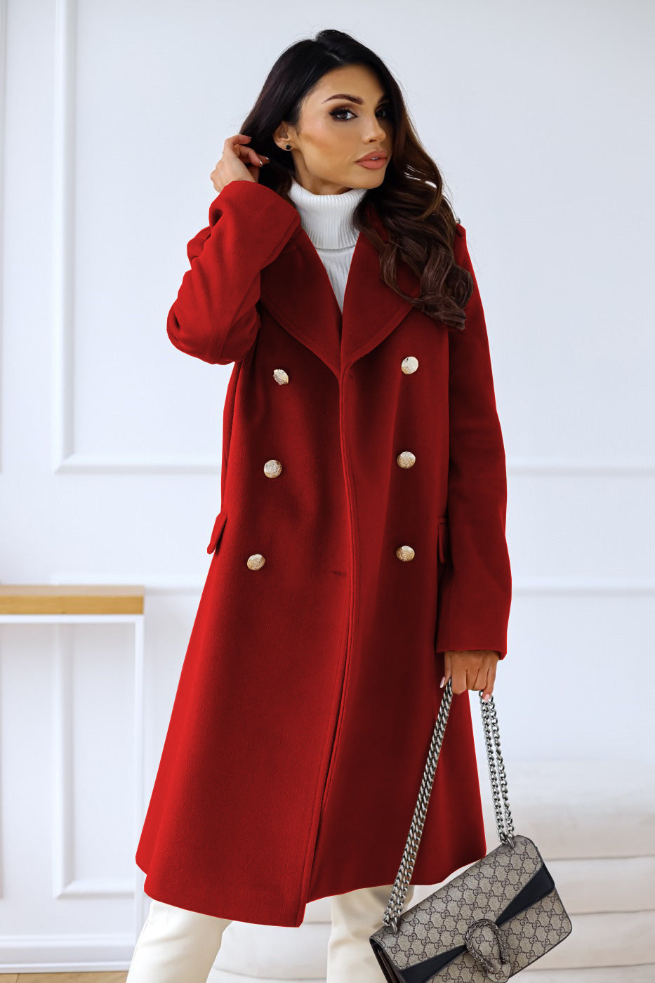Celina Women's Wool Coat | Double-Breasted, Elegant Design 4