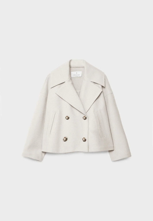 Chic short women's coat with double buttons | Cropped double-breasted coat