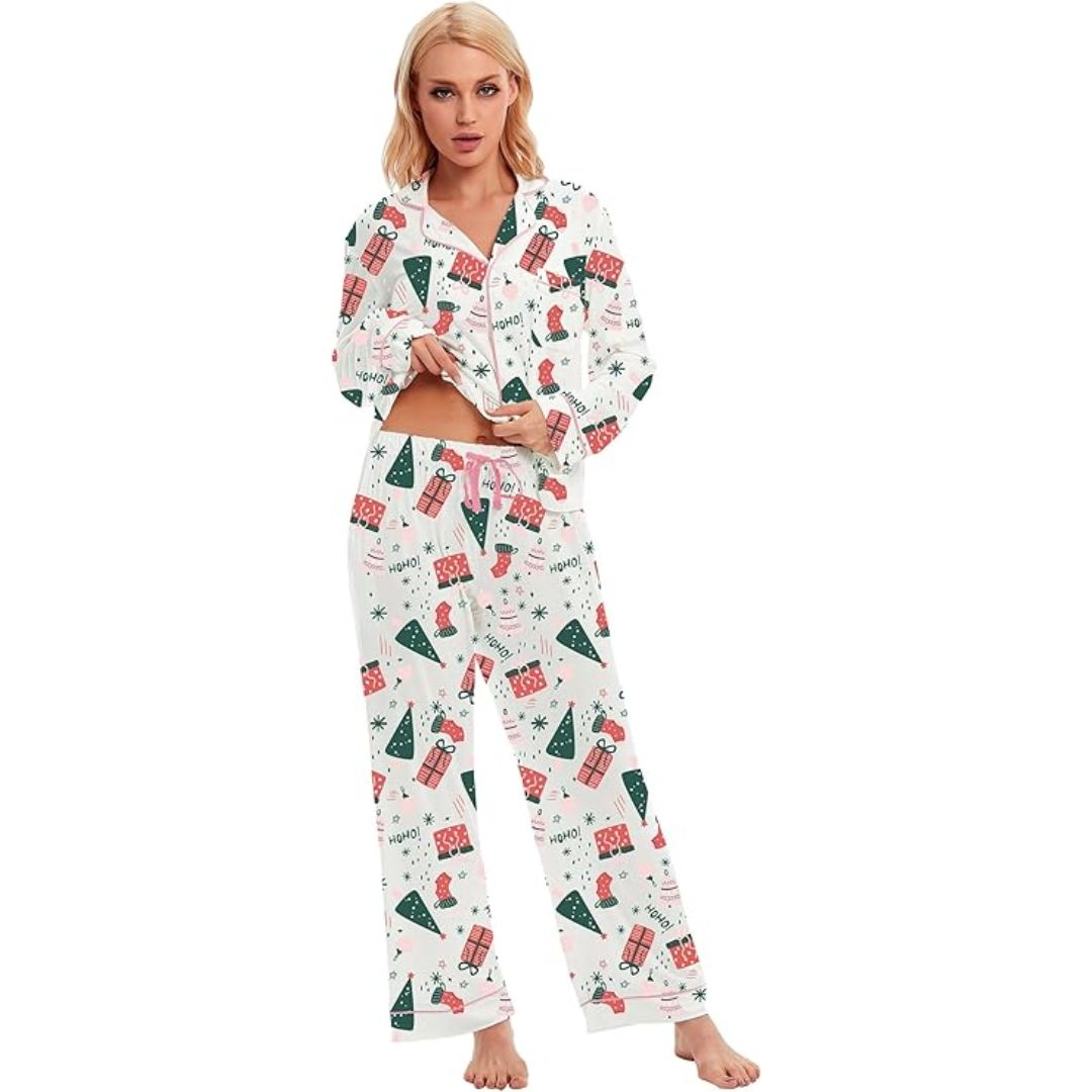 Cora Women's Pajamas | Soft Cotton, Festive Design