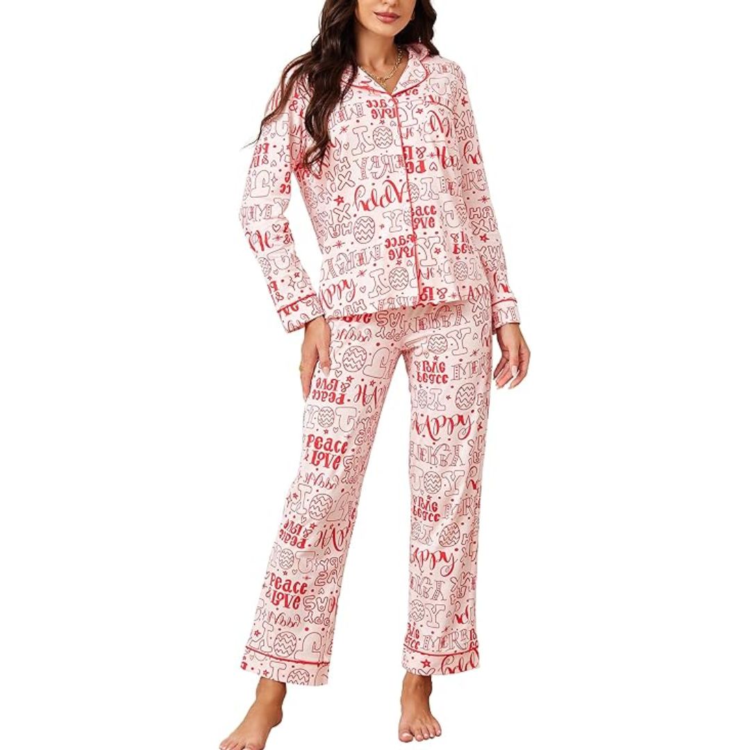 Cora Women's Pajamas | Soft Cotton, Festive Design