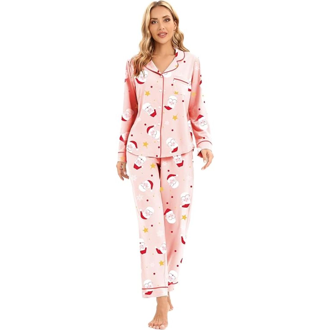 Cora Women's Pajamas | Soft Cotton, Festive Design