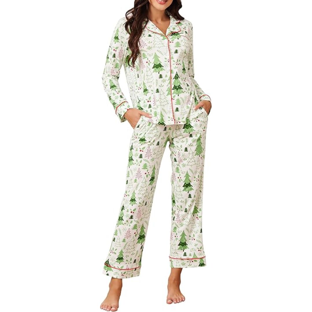 Cora Women's Pajamas | Soft Cotton, Festive Design