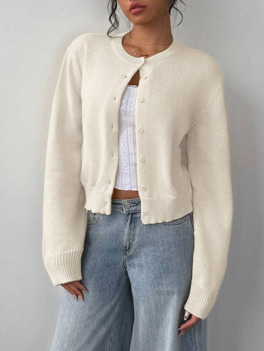 Cora Women's Cropped Cardigan | Fine Knit, Button Front 0