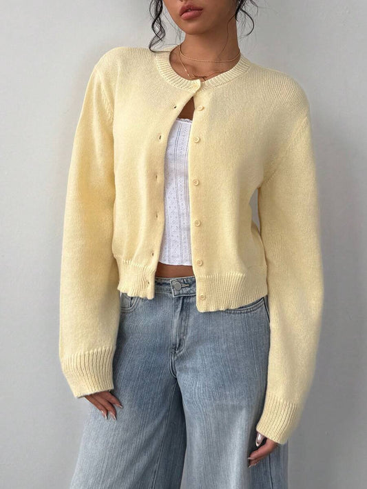 Cora Women's Cropped Cardigan | Fine Knit, Button Front 1