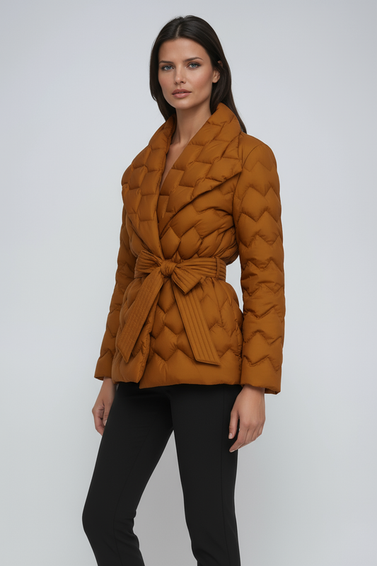 Daisy Dames Winter Coat | Quilted with Belt, Long Fit