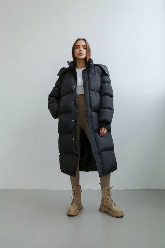 Daisy Dames Winter Coat | Long Oversized Puffer with Hood