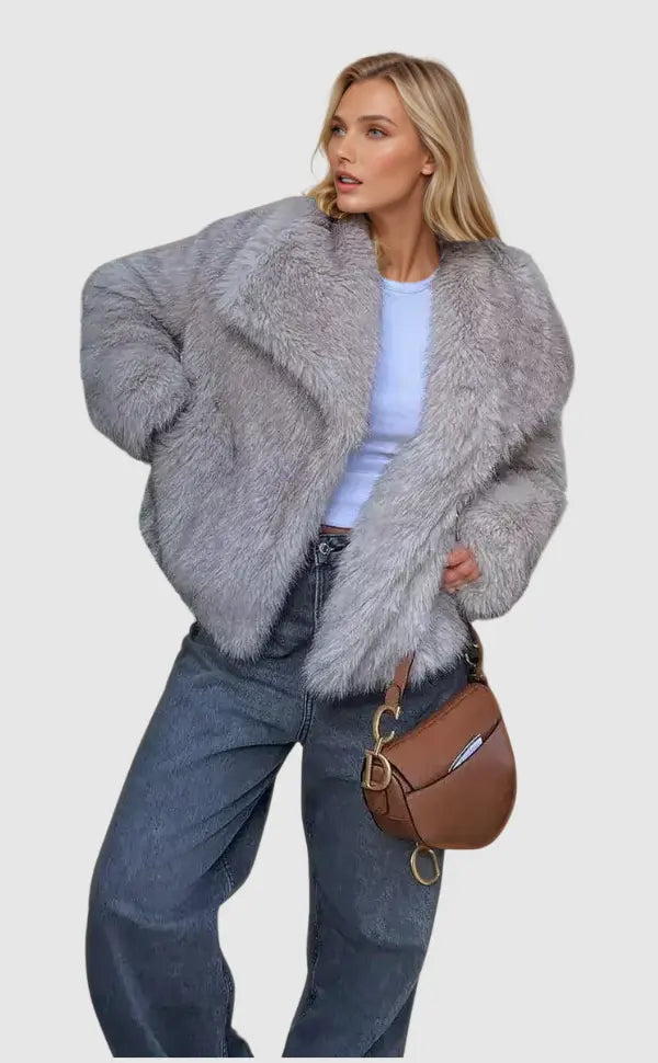 Ladies Winter Coat Made of Faux Fur with Luxurious Lining and Slightly Tailored Fit – Elegant Winter Coat for Women