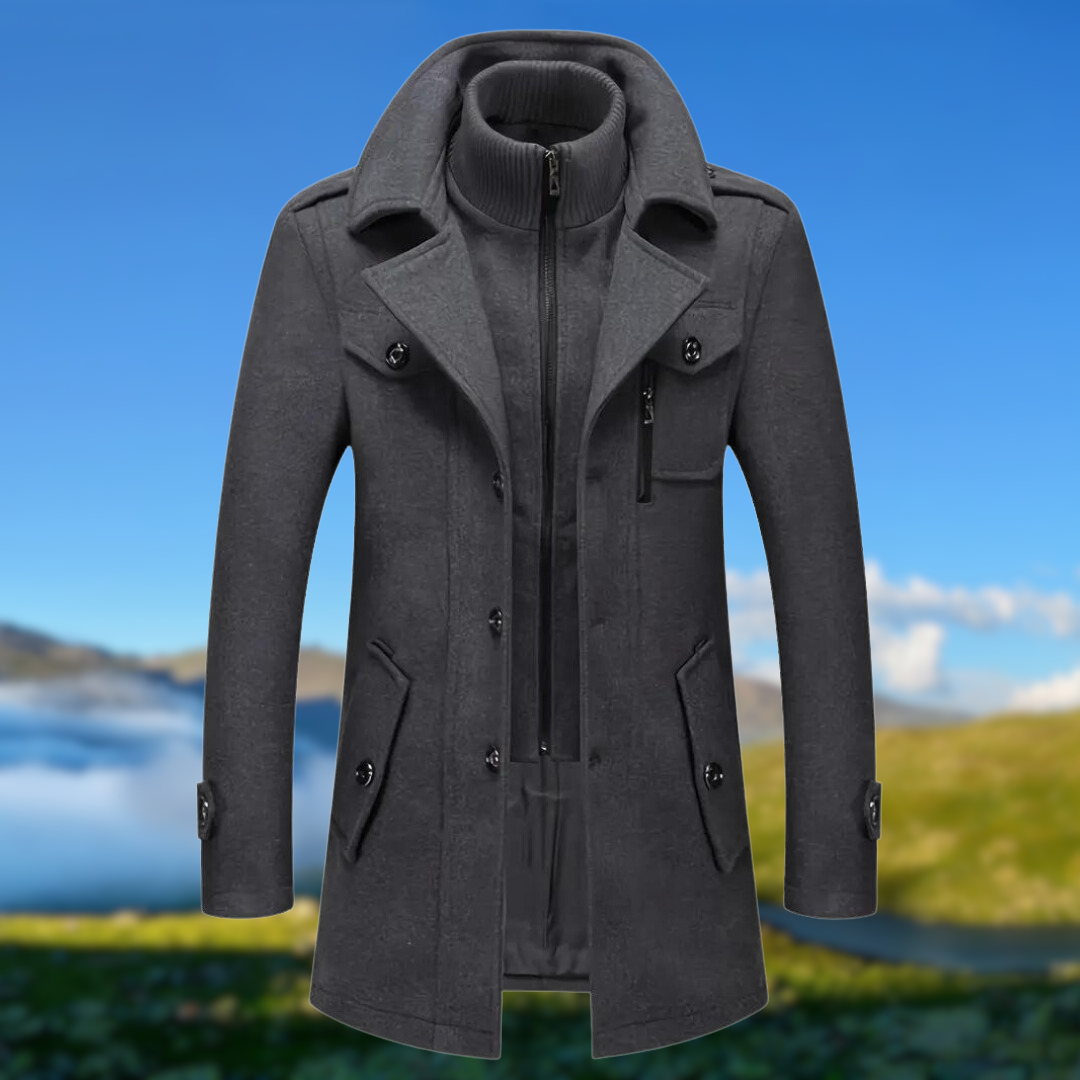 Dante Men's Jacket | Cozy Wool Blend, Double Collar Design 4