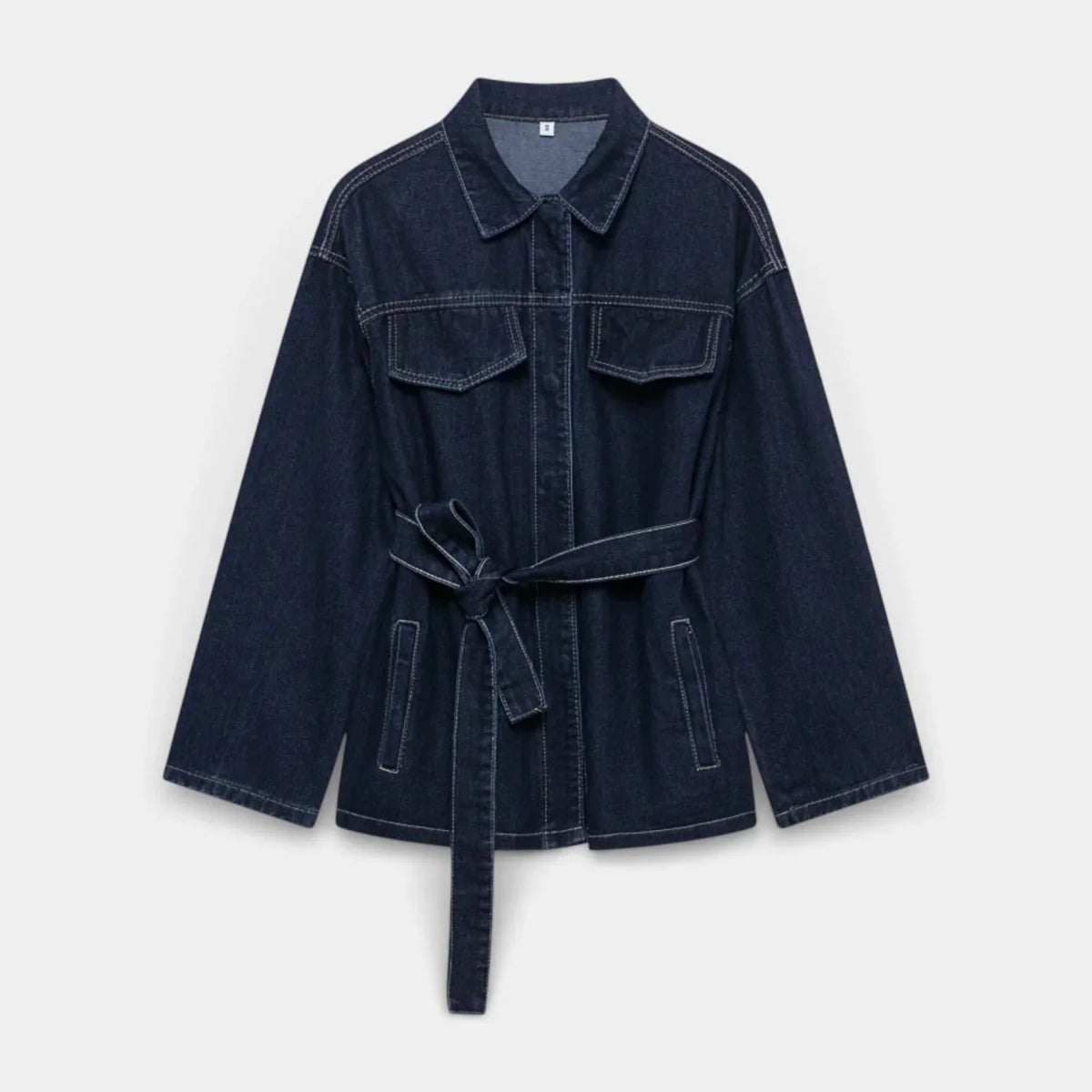 Dara Women's Denim Two-Piece Set | Button Front Jacket and Straight Jeans 4
