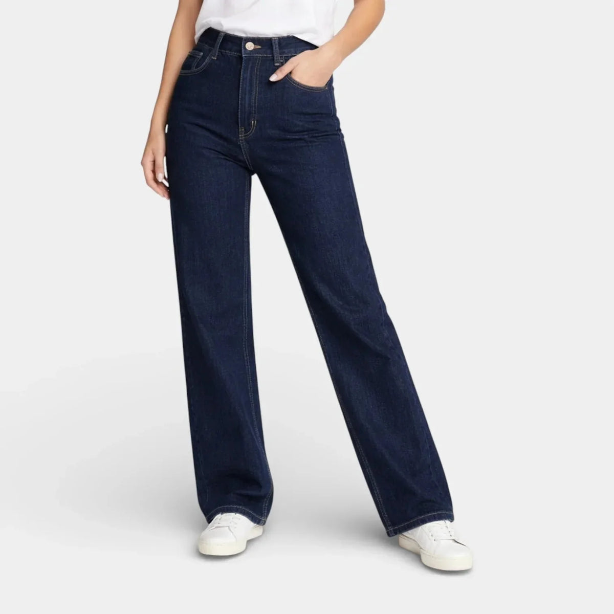 Dara Women's Denim Two-Piece Set | Button Front Jacket and Straight Jeans 5