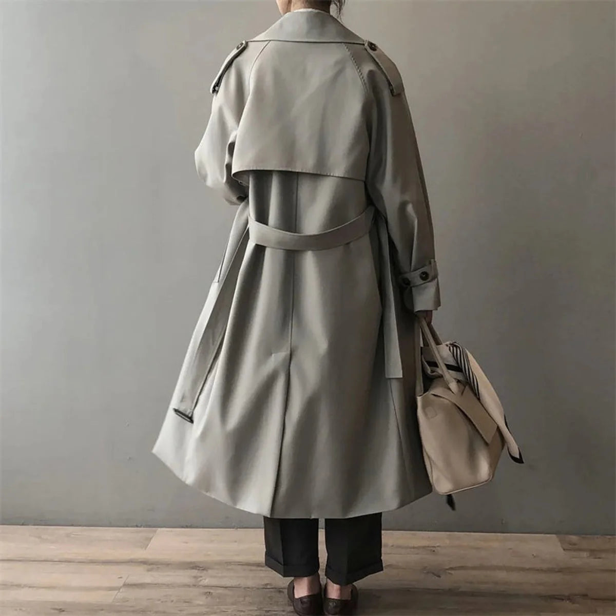 Dara Women's Long Trench Coat | Double-Breasted, Notched Collar 2