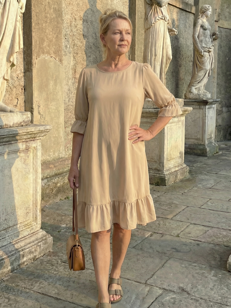 Dara Women's Summer Dress | Lightweight Fabric, Ruffle Cuffs 4