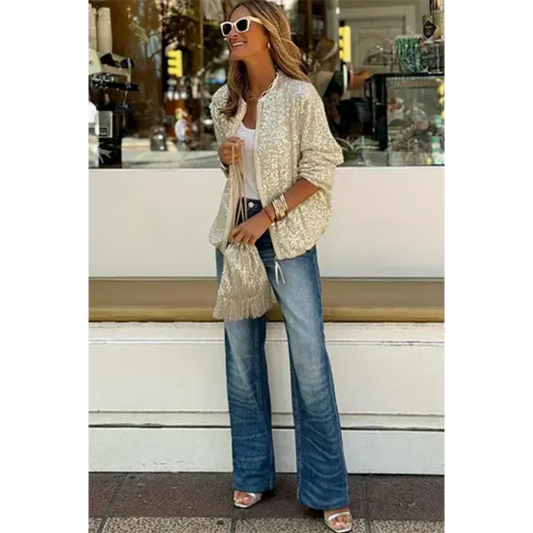 Ladies Bomber Jacket with Zip – Elegant & Modern