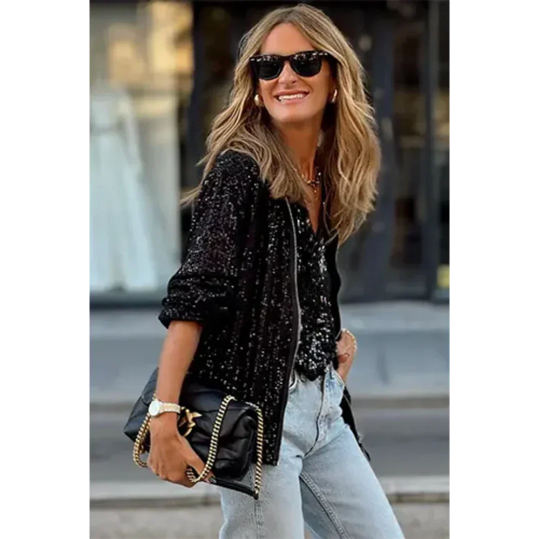 Ladies Bomber Jacket with Zip – Elegant & Modern