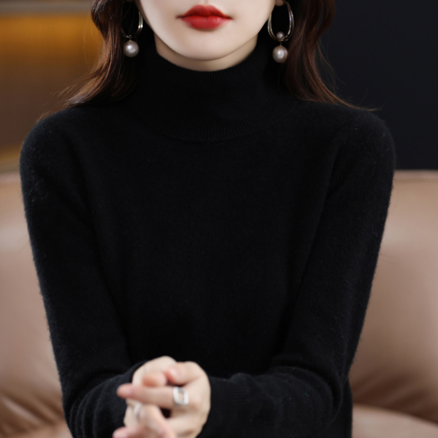 Diva Dames Turtleneck | 100% Cashmere, Regular Fit, Black