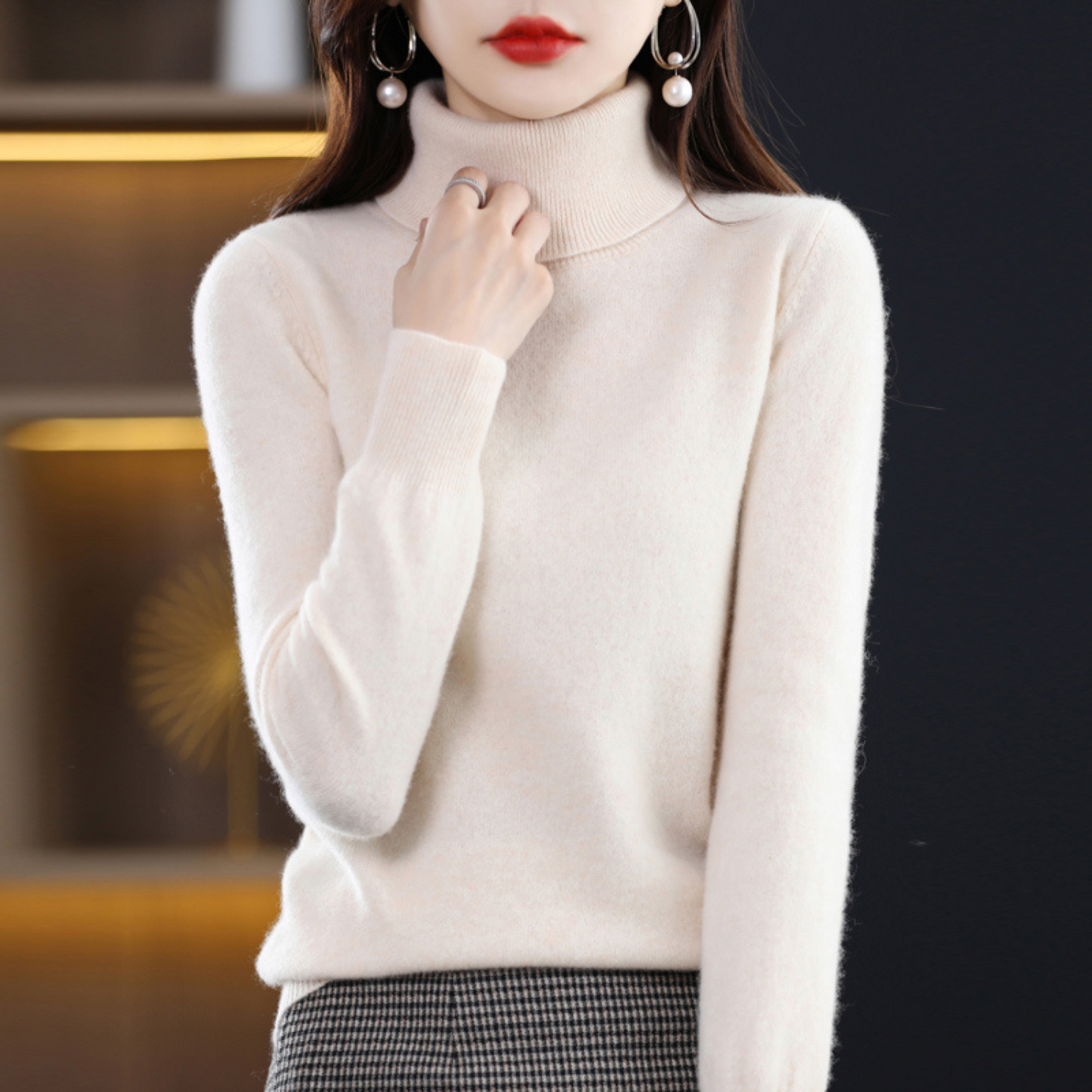 Diva Dames Turtleneck | 100% Cashmere, Regular Fit, Black