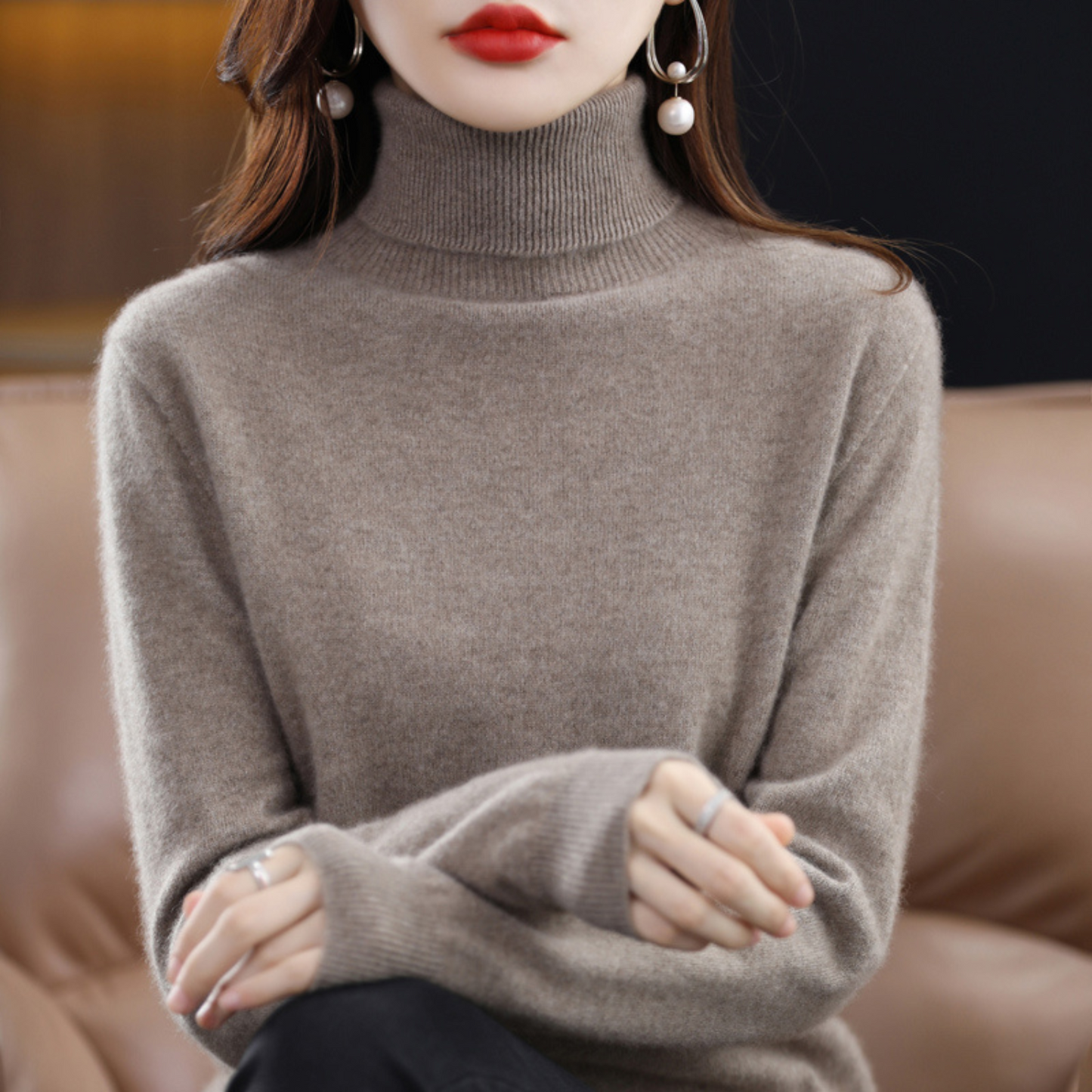 Diva Dames Turtleneck | 100% Cashmere, Regular Fit, Black