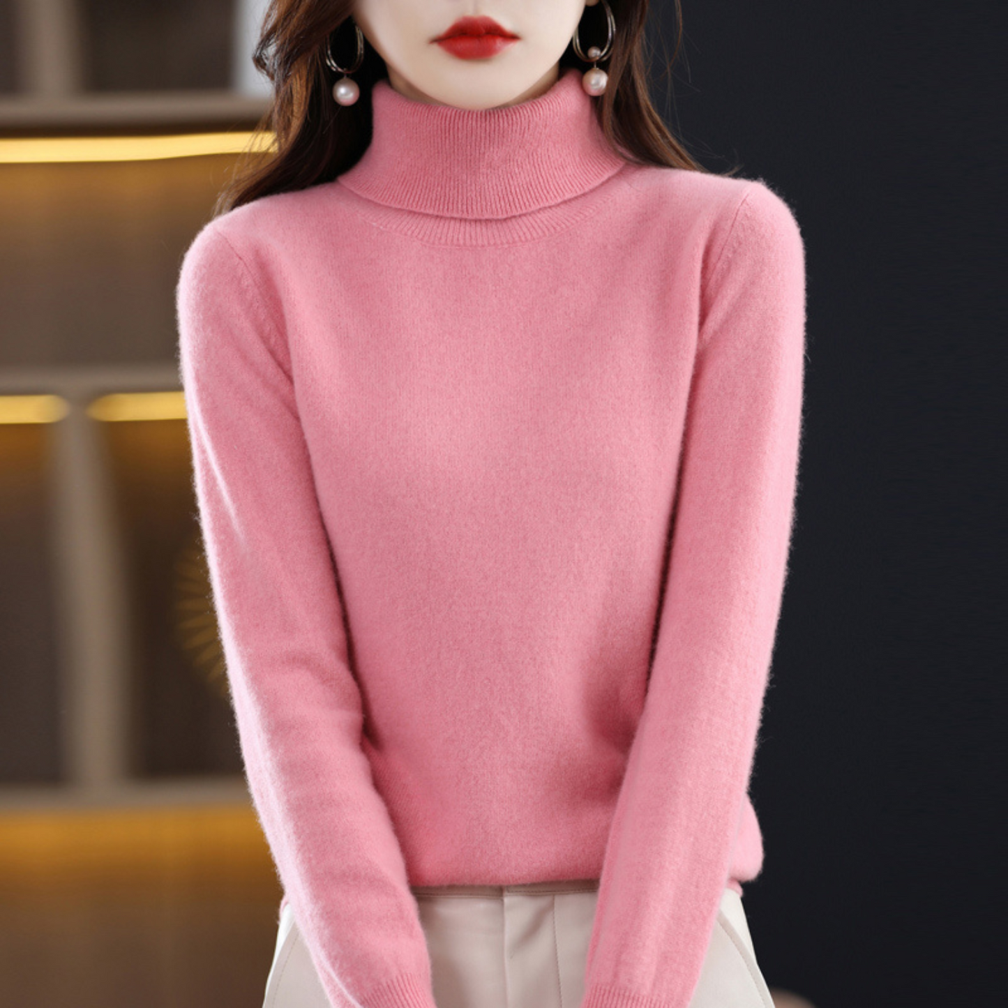 Diva Dames Turtleneck | 100% Cashmere, Regular Fit, Black