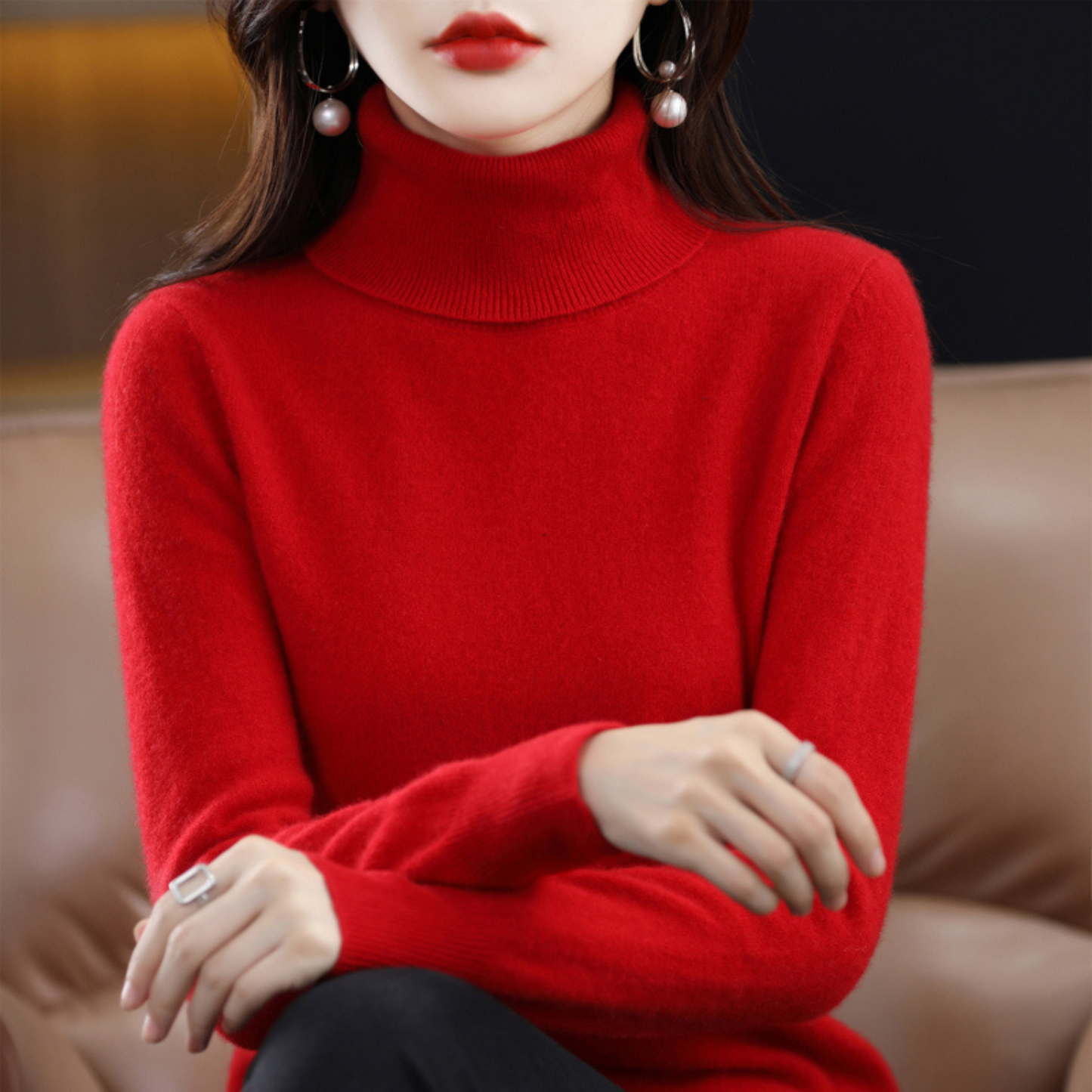 Diva Dames Turtleneck | 100% Cashmere, Regular Fit, Black
