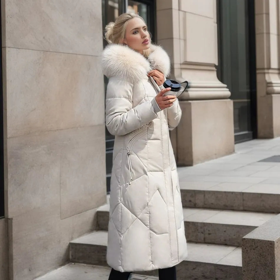 Diva Dames Jacket Winter | Long Puffer Jacket with Hood, Warm and Stylish