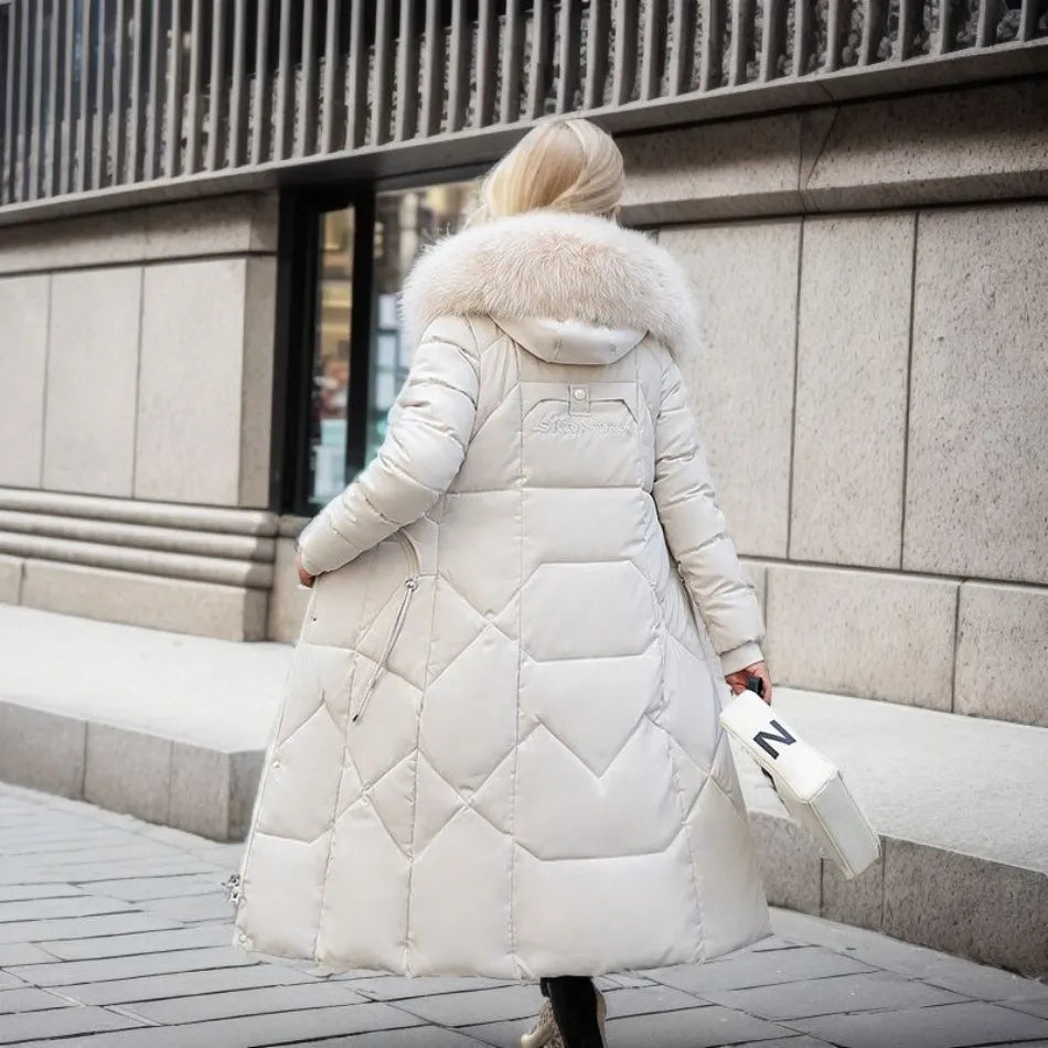 Diva Dames Jacket Winter | Long Puffer Jacket with Hood, Warm and Stylish