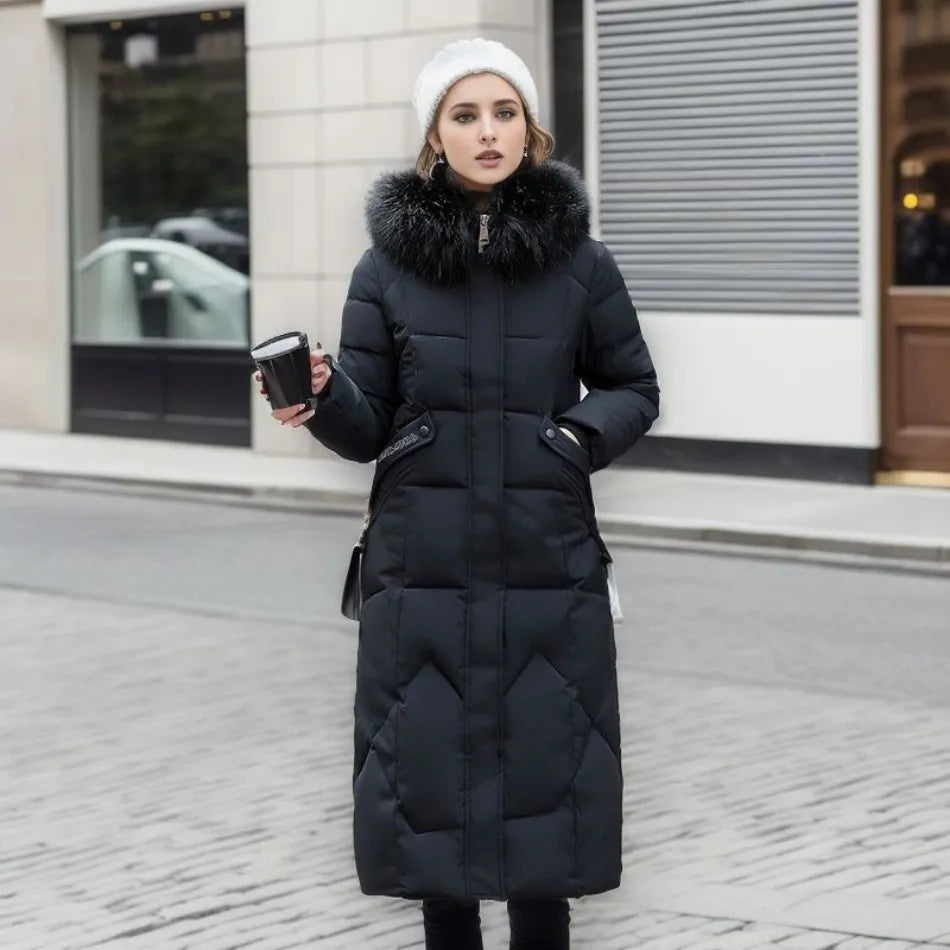 Diva Dames Jacket Winter | Long Puffer Jacket with Hood, Warm and Stylish