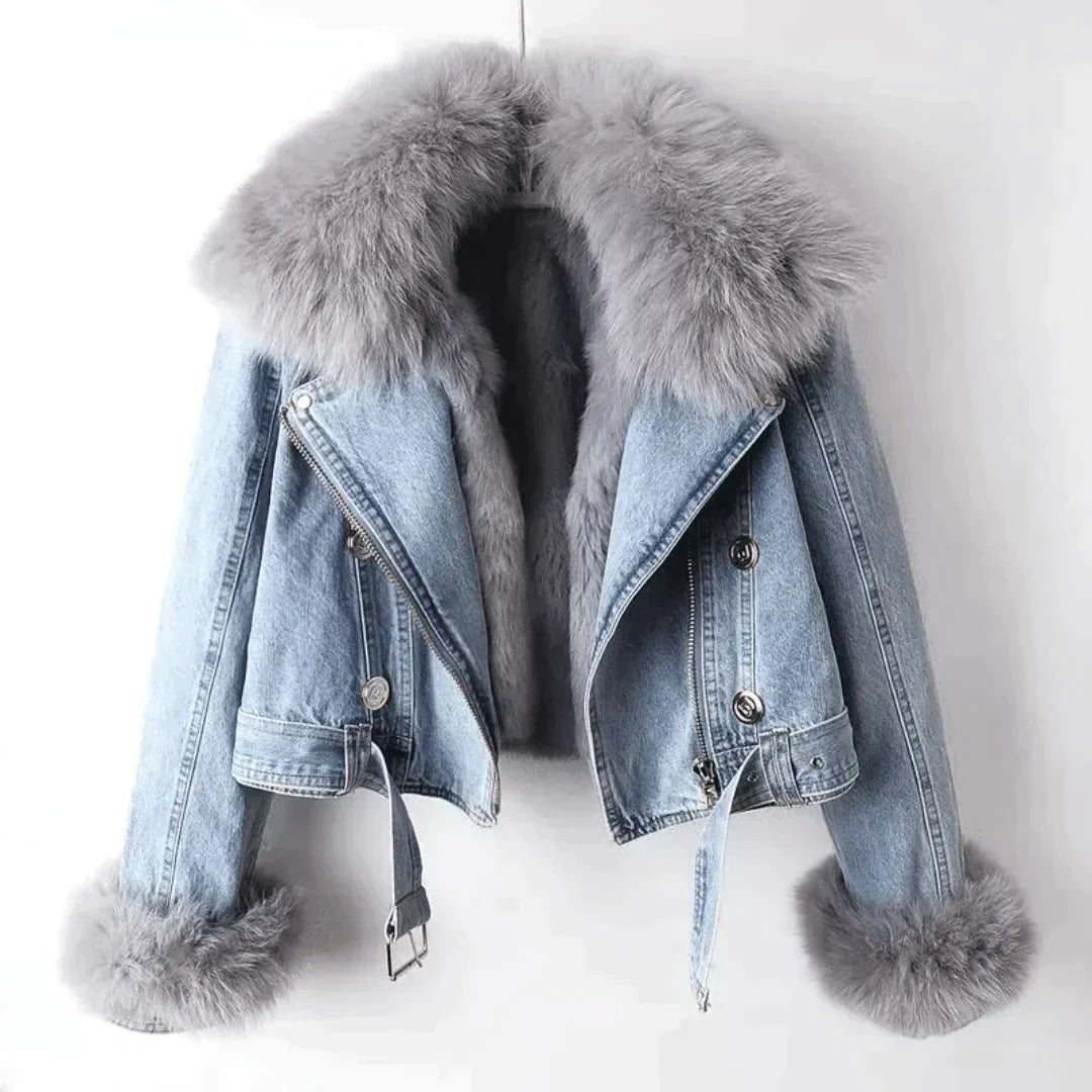 Eden Ladies Jacket Winter | Denim with Fur Accents, Luxury Comfort