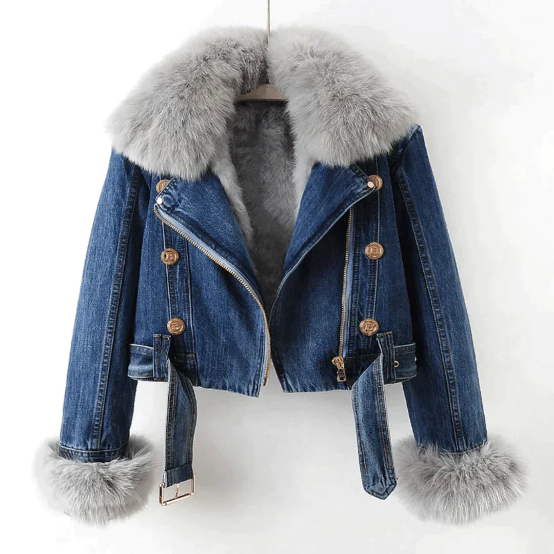 Eden Ladies Jacket Winter | Denim with Fur Accents, Luxury Comfort