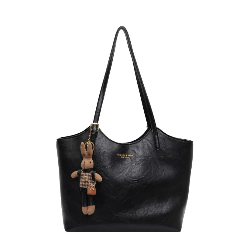 Elena Dames Black Shoulder Bag | Vegan Leather, Vintage Style