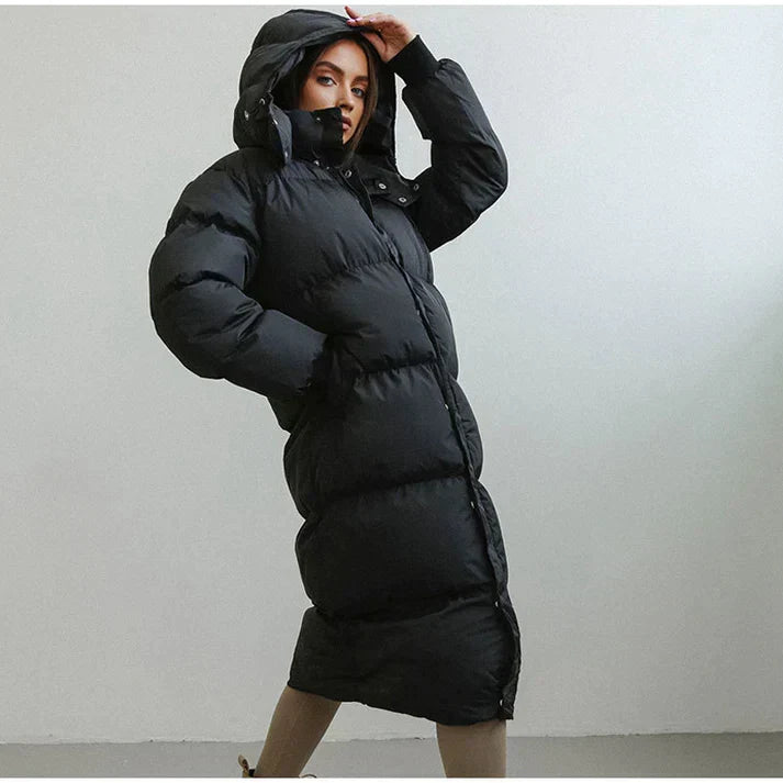 Eline Ladies Coat Winter | Quilted, Long Cut, High Collar